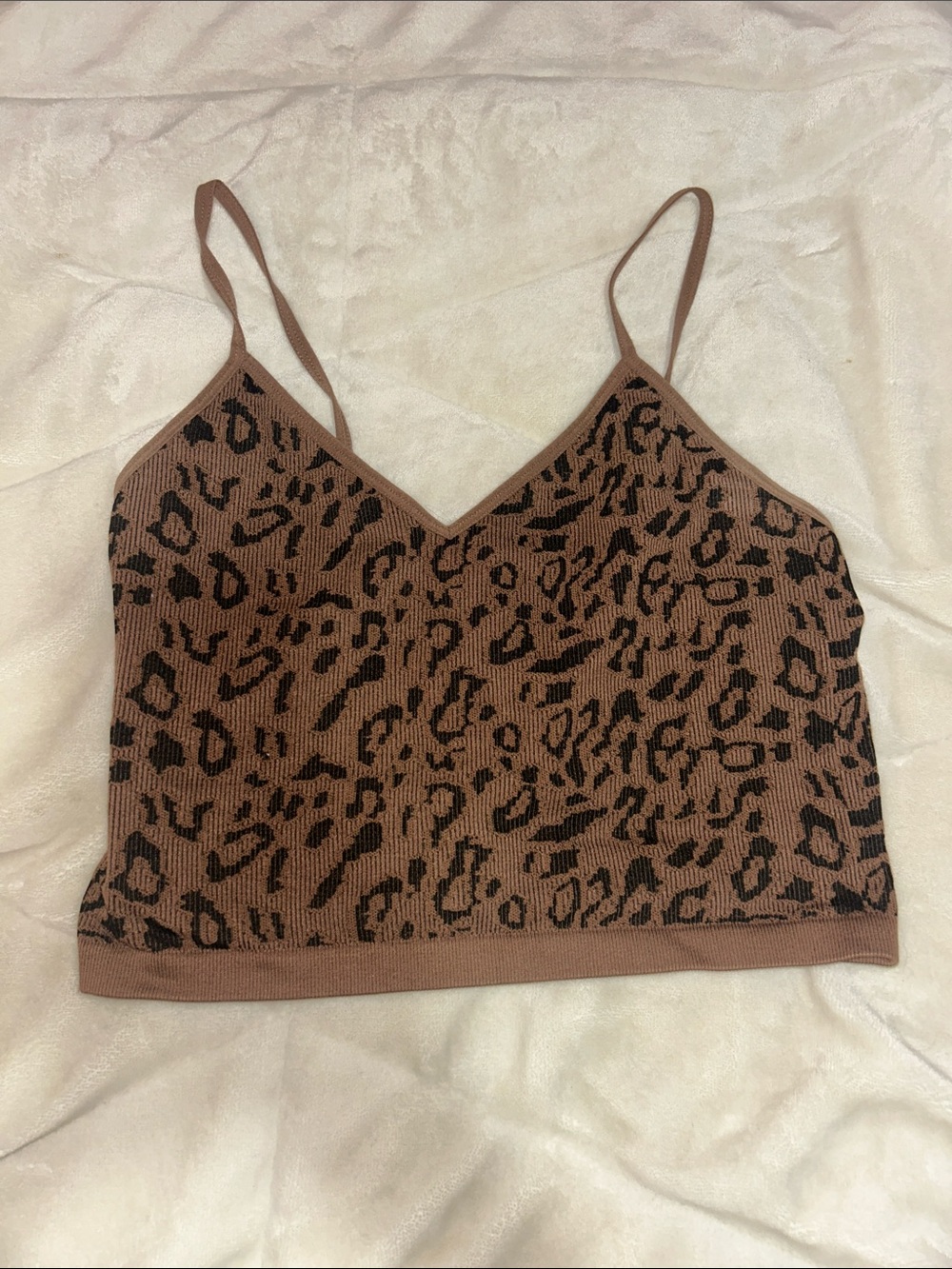 Bozzolo Brown Leopard Print Knit Tank Top